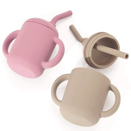 Vaso Silicona Con Rosca Y Bombilla Con Asa Bebé