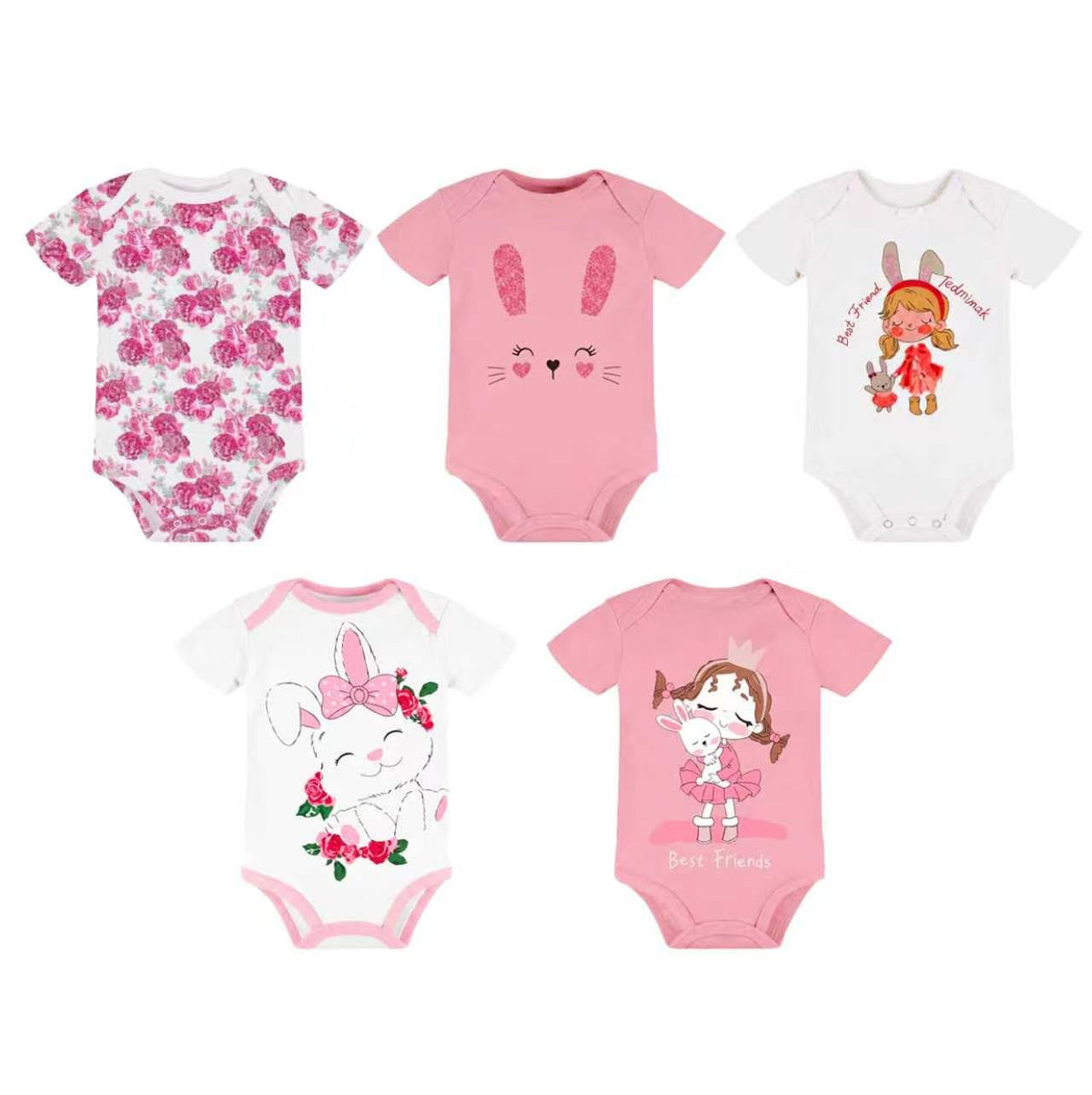 Set 5 Bodys M/C Beba Conejitas
