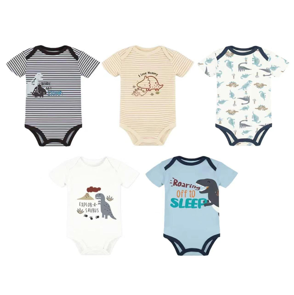 Set 5 Bodys M/C Bebé Dino Sleep