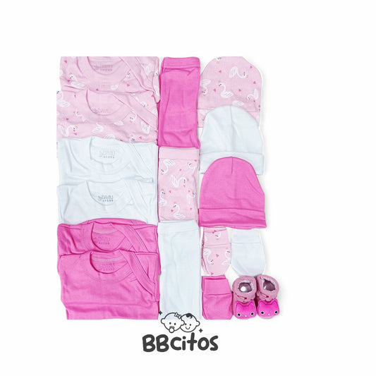Set Ajuar Nacimiento Bebé Algodón Hipoalergénico Cisne