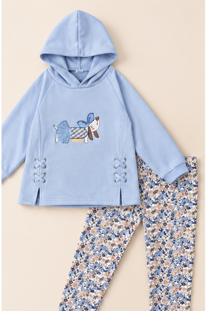 Conjunto Buzo Algodón Perrito Celeste para Bebé Niña