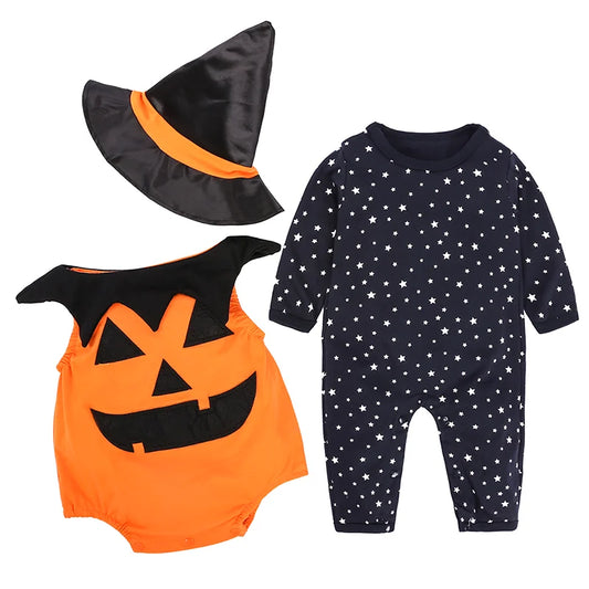 Disfraz de Calabaza Halloween Bebé | Set 3 Piezas con Sombrero
