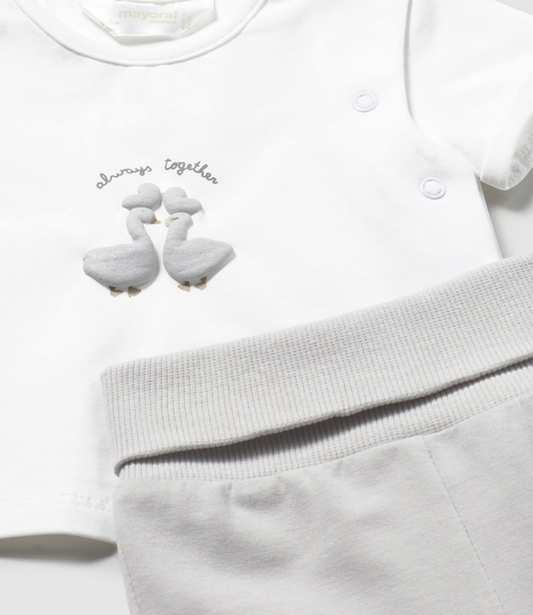 Chándal Recién Nacido 3 Piezas Blanco y Gris Unisex Mayoral Europeo