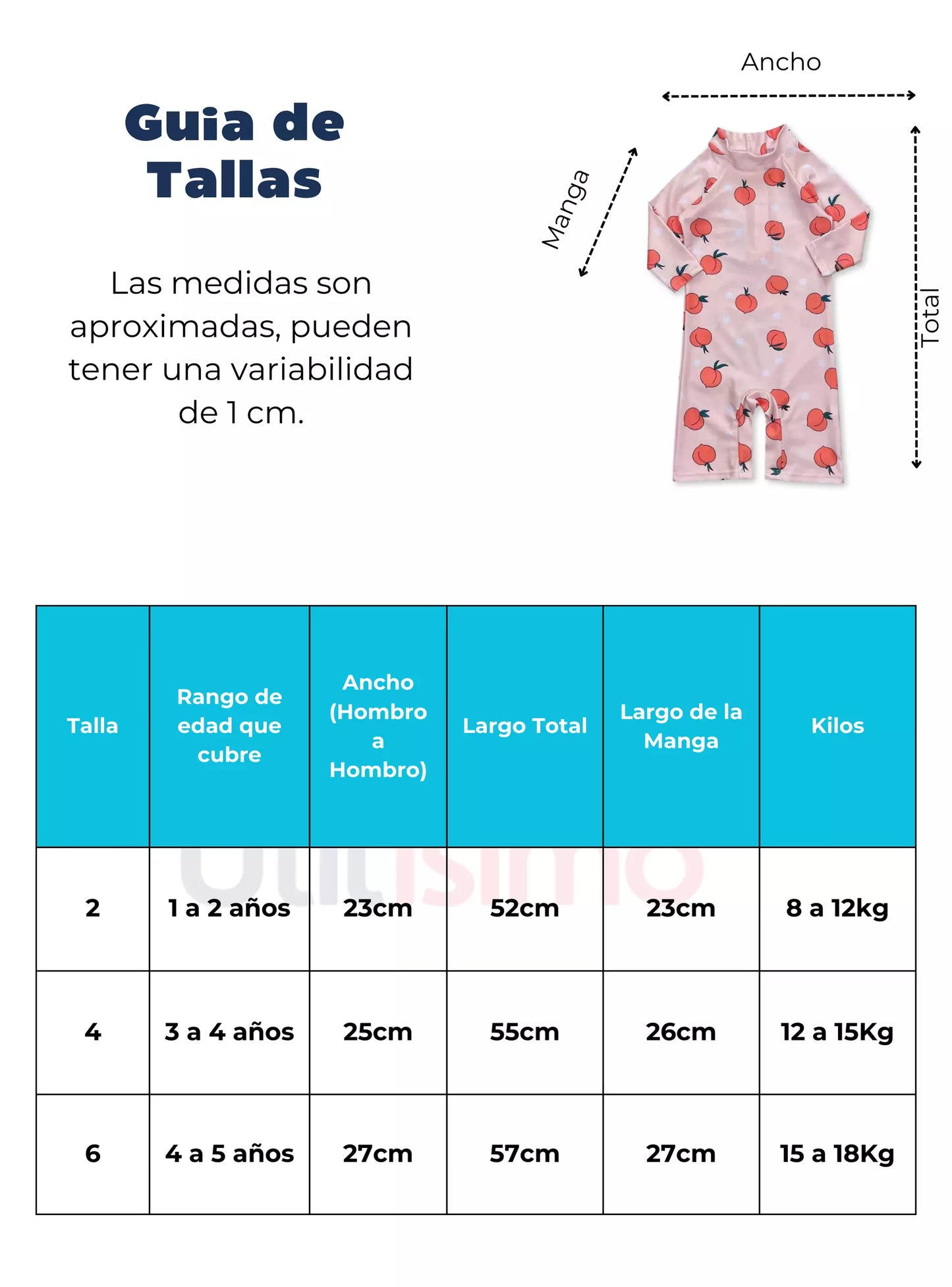 Traje de Baño Enterito Manga Larga Damasco
