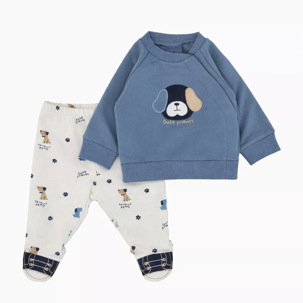 Traje 2 piezas Bebé Perrito Azul