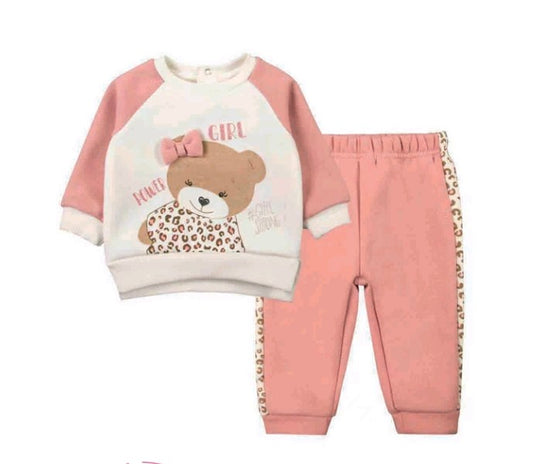 Conjunto Buzo Beba Print Blanco/Rosa