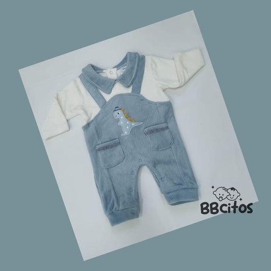 Osito Jardinera Dinosaurio Plush Efecto Cotelé