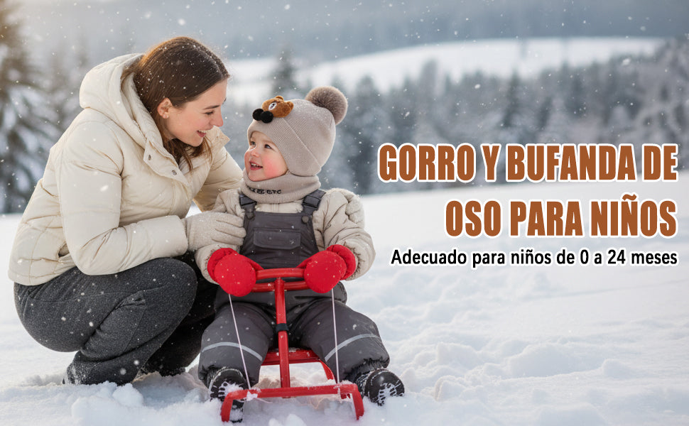 Set Gorro y Cuello Oso Inverno Bebé