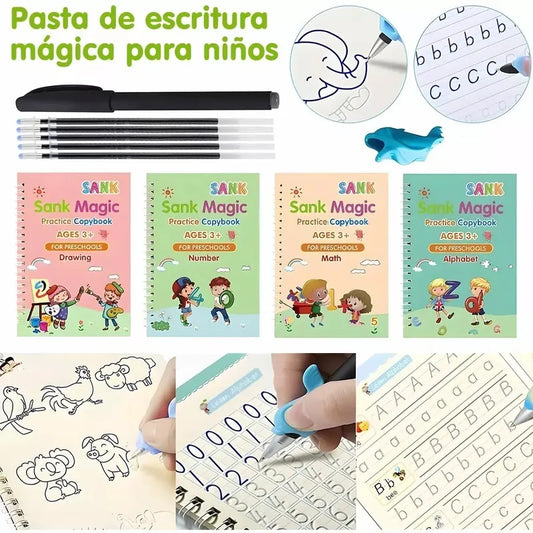 Set 4 Libros Caligrafia Magica Niños