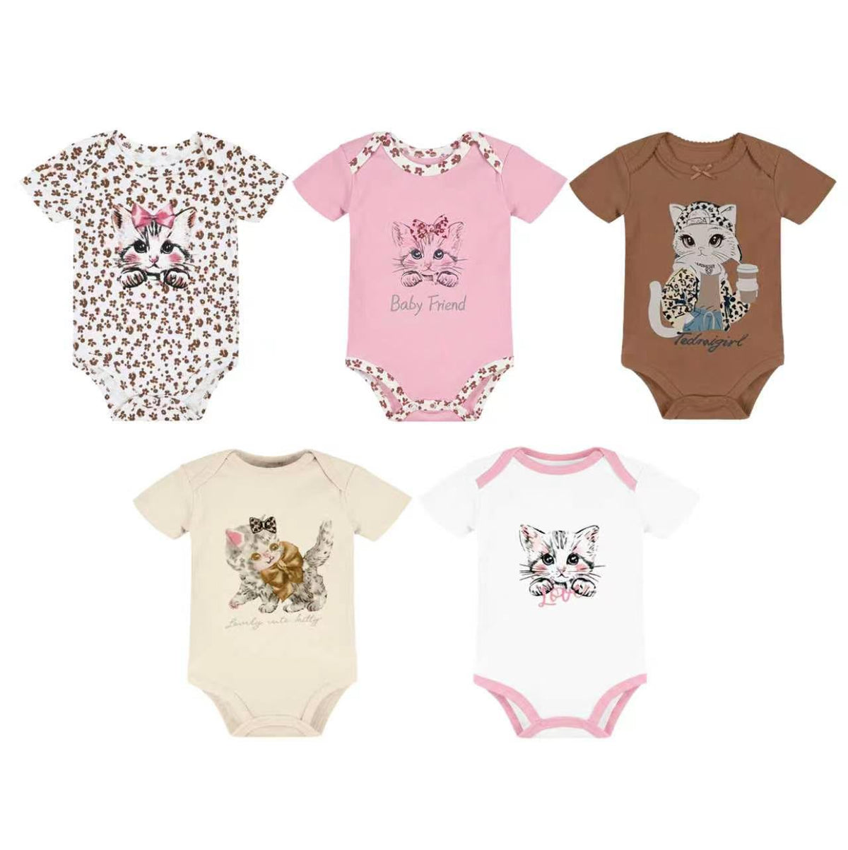 Set 5 Bodys M/C Beba Gatitas Print