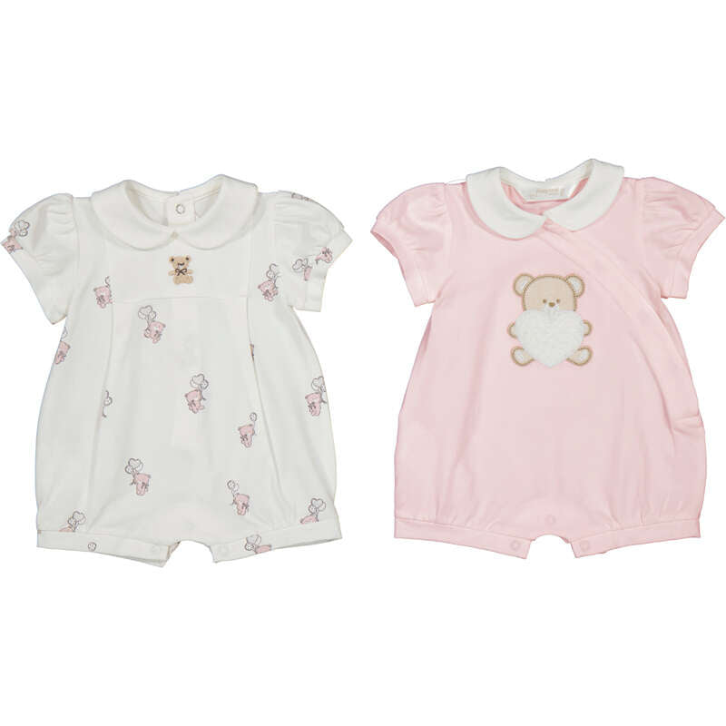 Set 2 Mamelucos Cortos bordados de 2 piezas para recién nacido Mayoral - Rosa