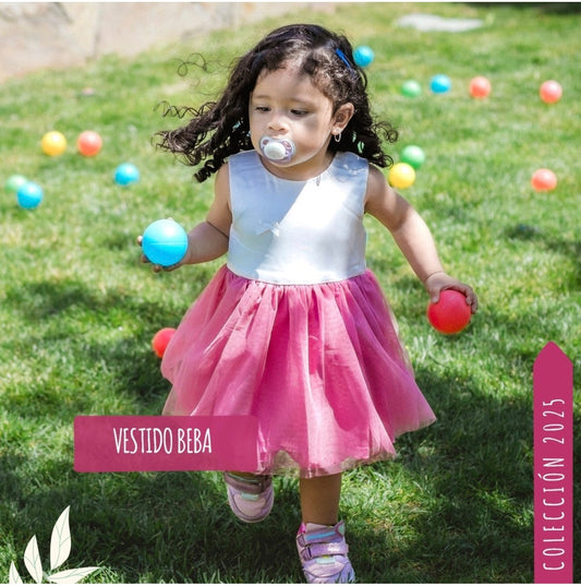 Vestido Beba Blanco/Rosado