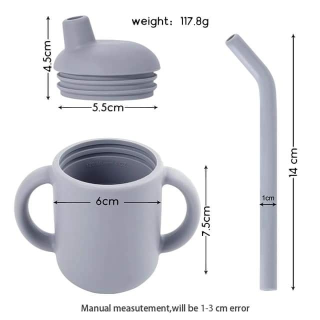 Vaso Silicona Con Rosca Y Bombilla Con Asa Bebé