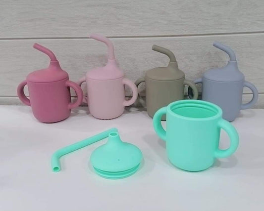 Vaso Silicona Con Rosca Y Bombilla Con Asa Bebé