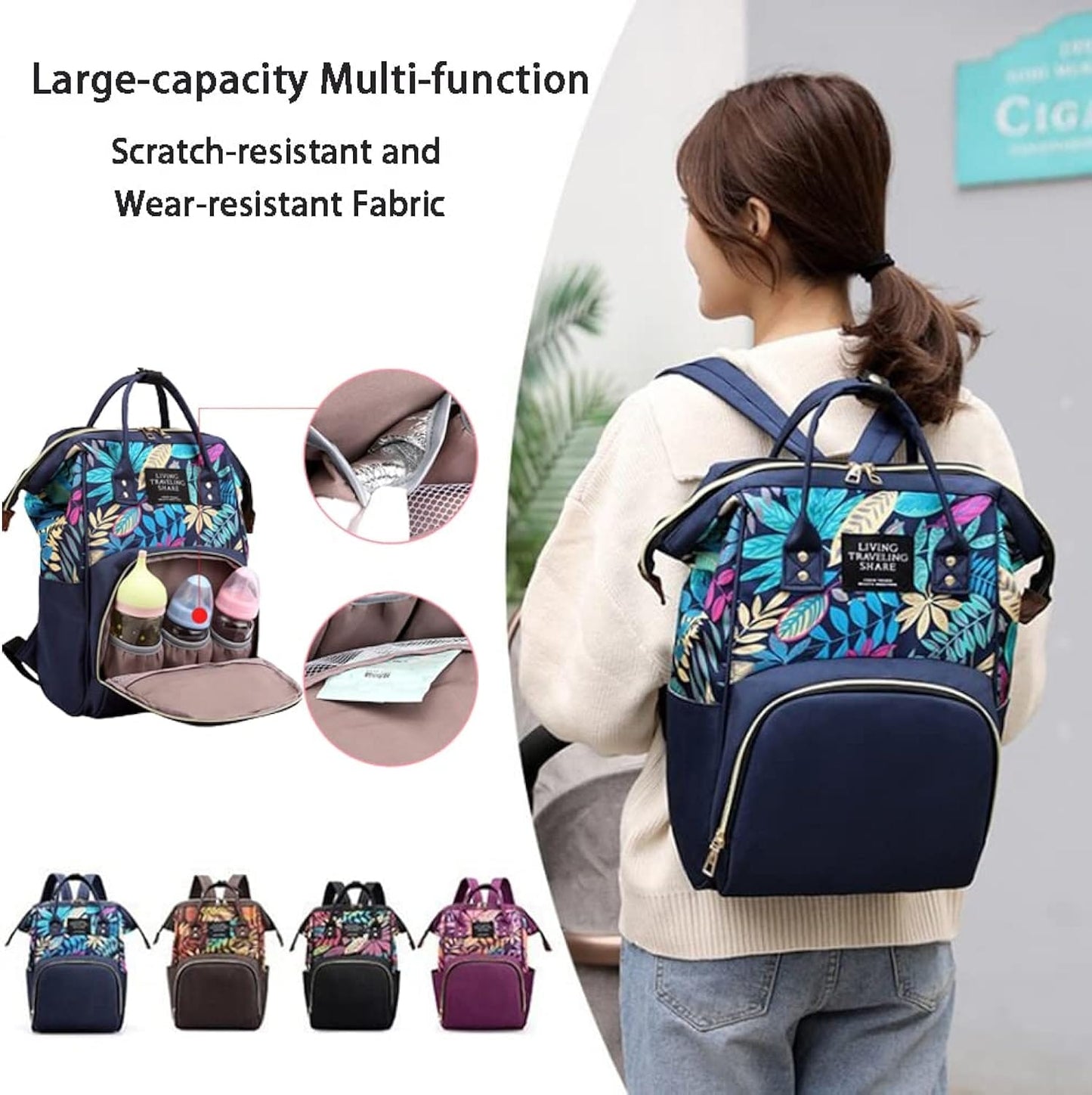 Mochila Maternal Floreada