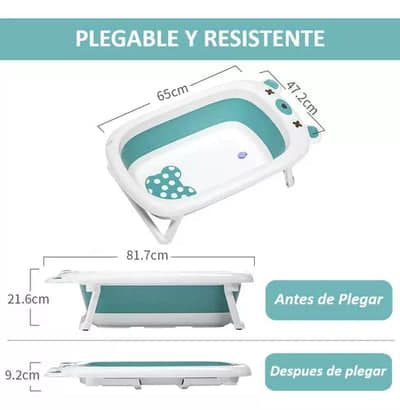 Bañera Plegable con Termómetro Digital + Cojin Bañera