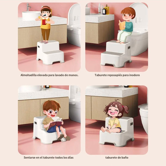 Taburete Alzador doble Peldaño para Bebés y Niños