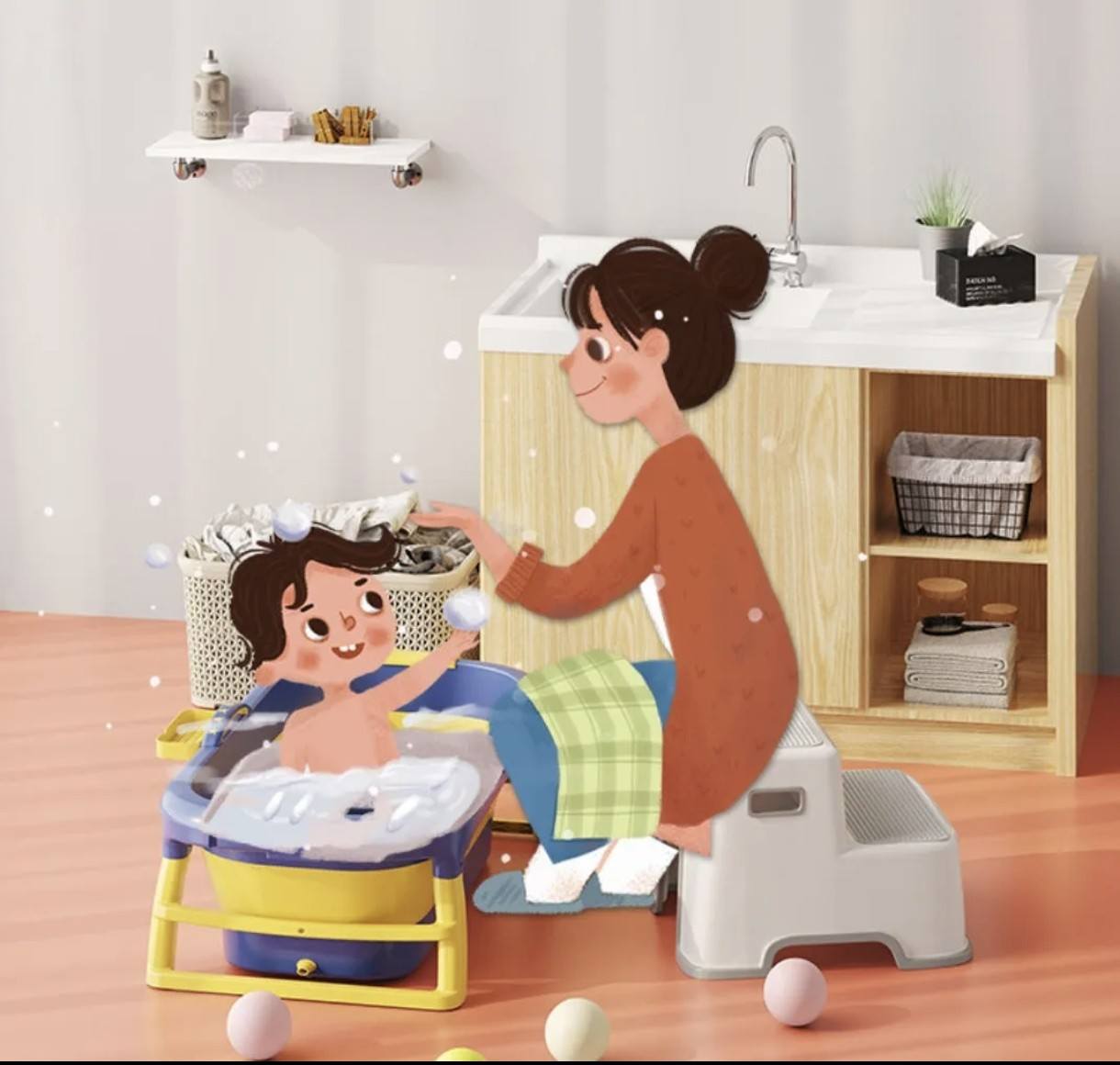 Taburete Alzador doble Peldaño para Bebés y Niños