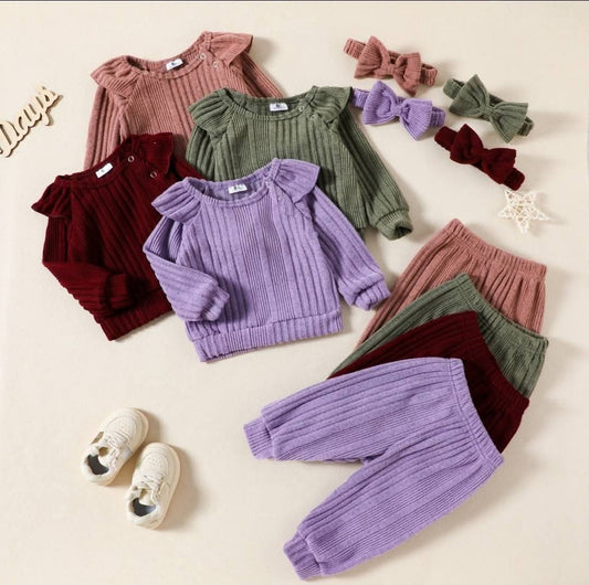 Conjunto 3 Piezas Lanilla Niña con Cintillo