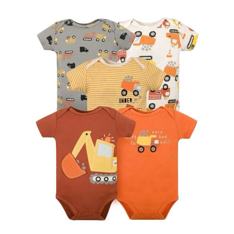 Set 5 Bodys M/C Bebé Retroexcavadora