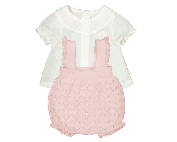 Conjunto peto tricot y blusa recién nacida Europeo Cuarzo Mayoral