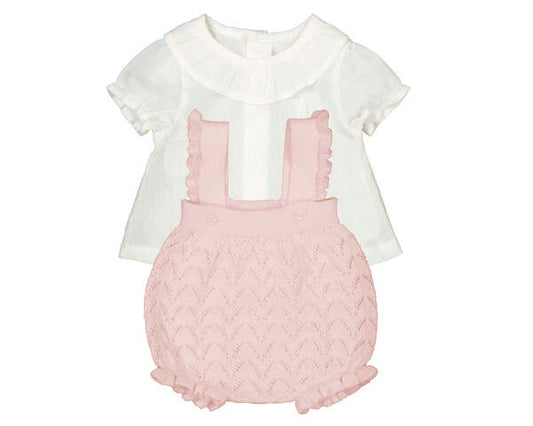 Conjunto peto tricot y blusa recién nacida Europeo Cuarzo Mayoral