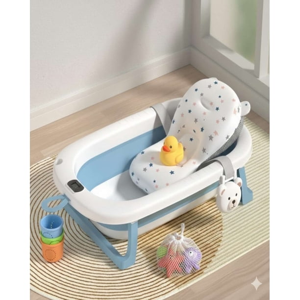 Bañera Plegable con Termómetro Digital + Cojin Bañera