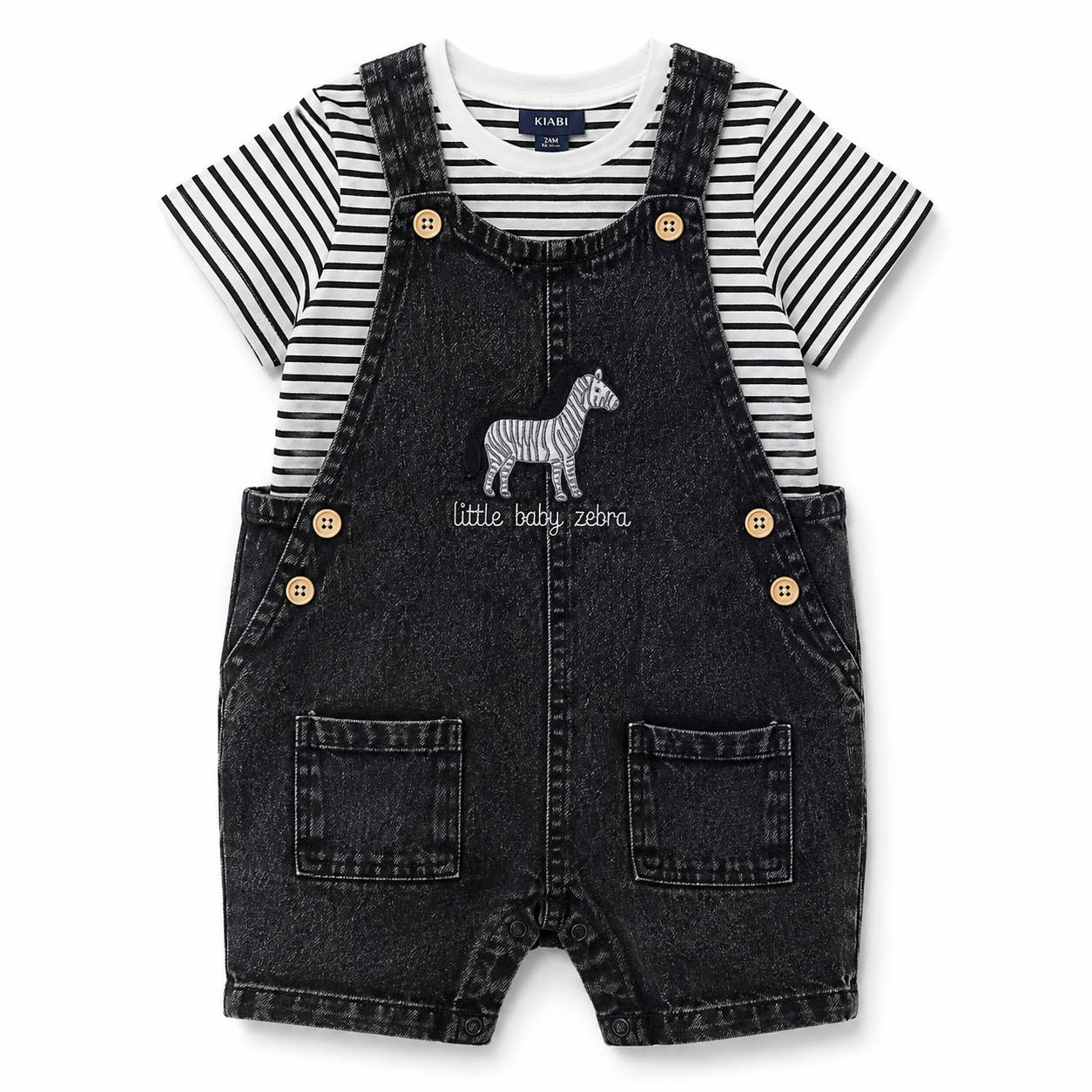 Jardinera Bebé Bordada | Conjunto con Polera Verano Niño | Ballena o Cebra