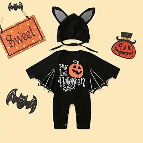 Disfraz Murciélago Bebé "My 1st Halloween" | Enterito con Alas y Capucha