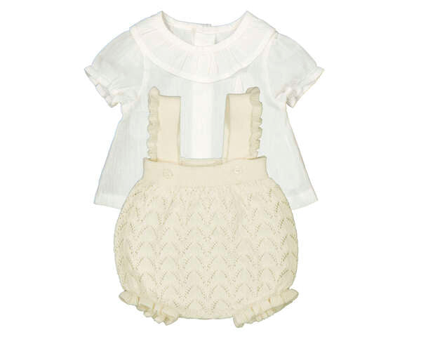 Conjunto peto tricot y blusa recién nacida Europeo Cerámica Mayoral