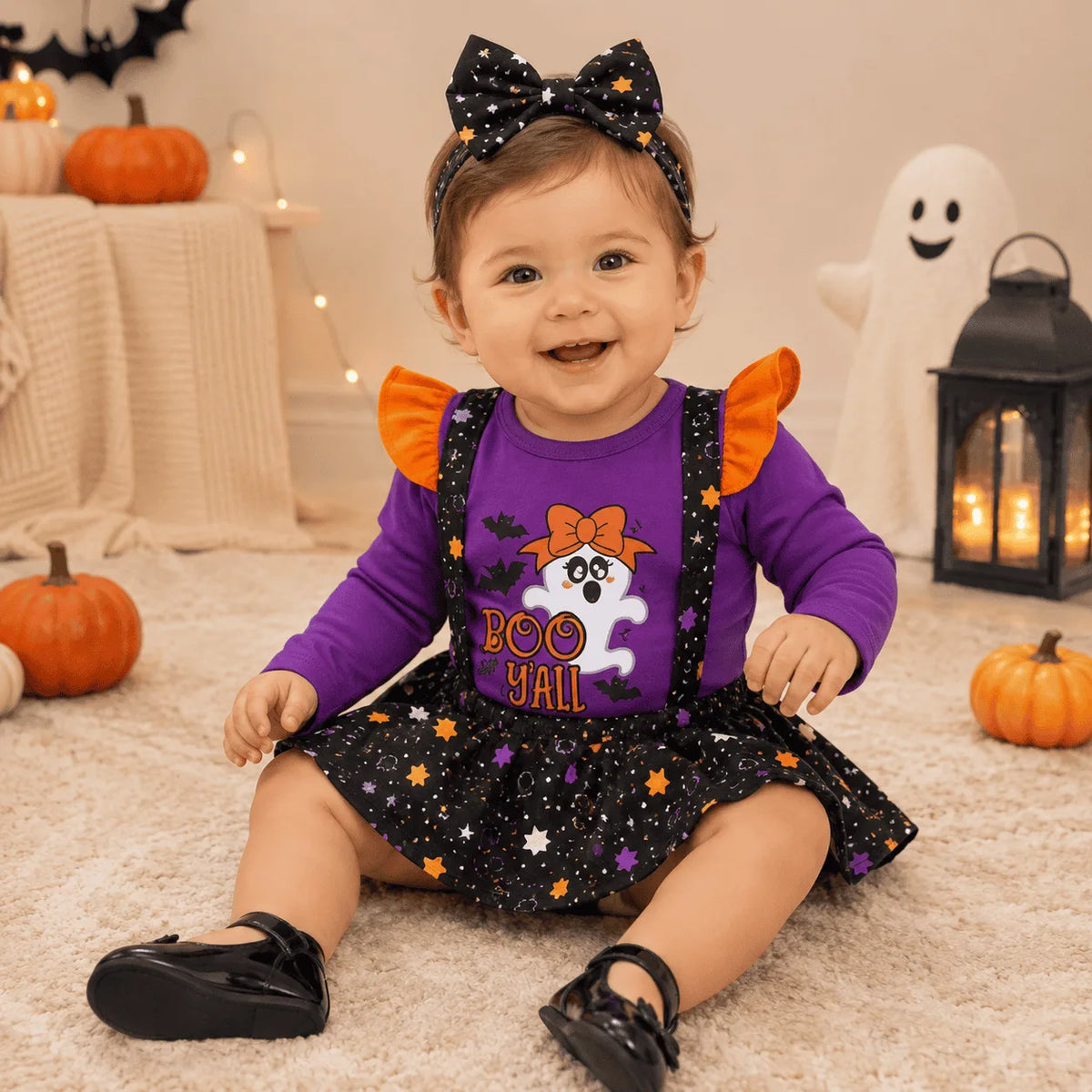 Disfraz Halloween Bebé Niña "Boo Y'all" | Set 3 Piezas Fantasma