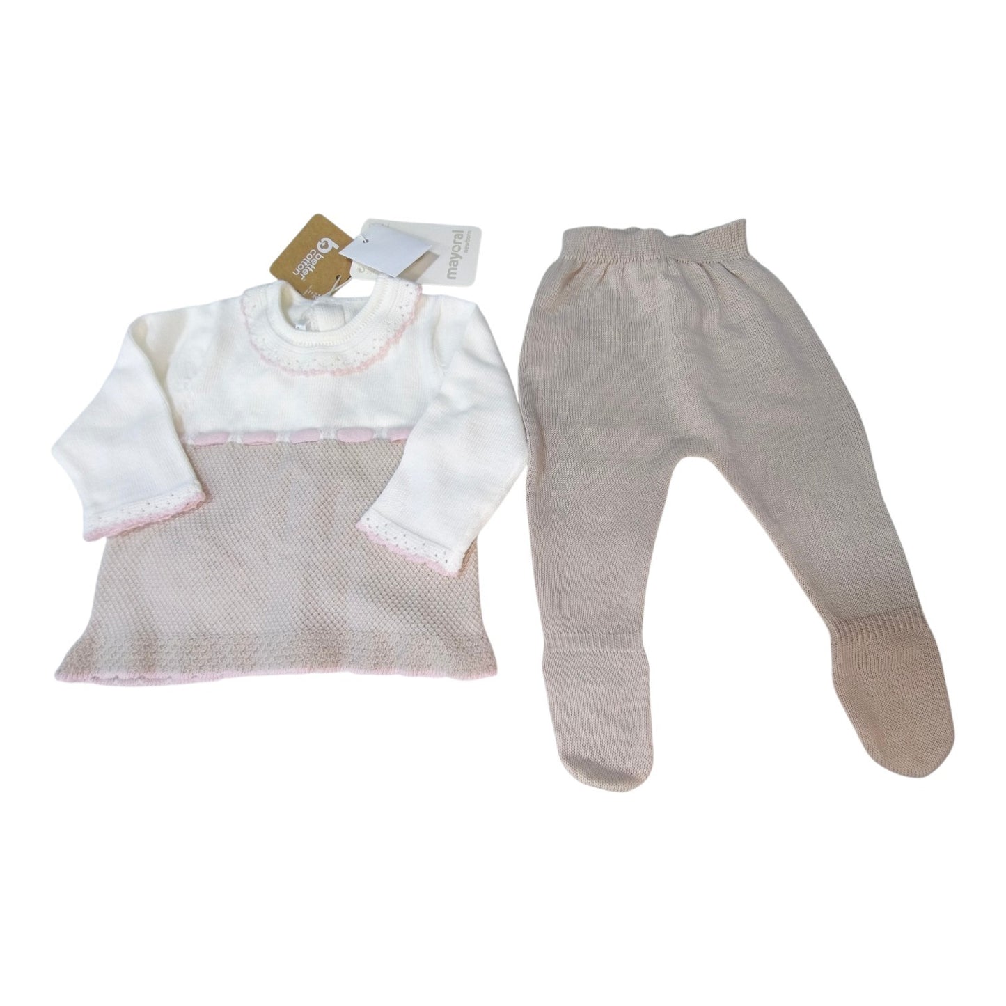 Conjunto pantalón y suéter tricot recién nacida Bicolor Europeo Mayoral