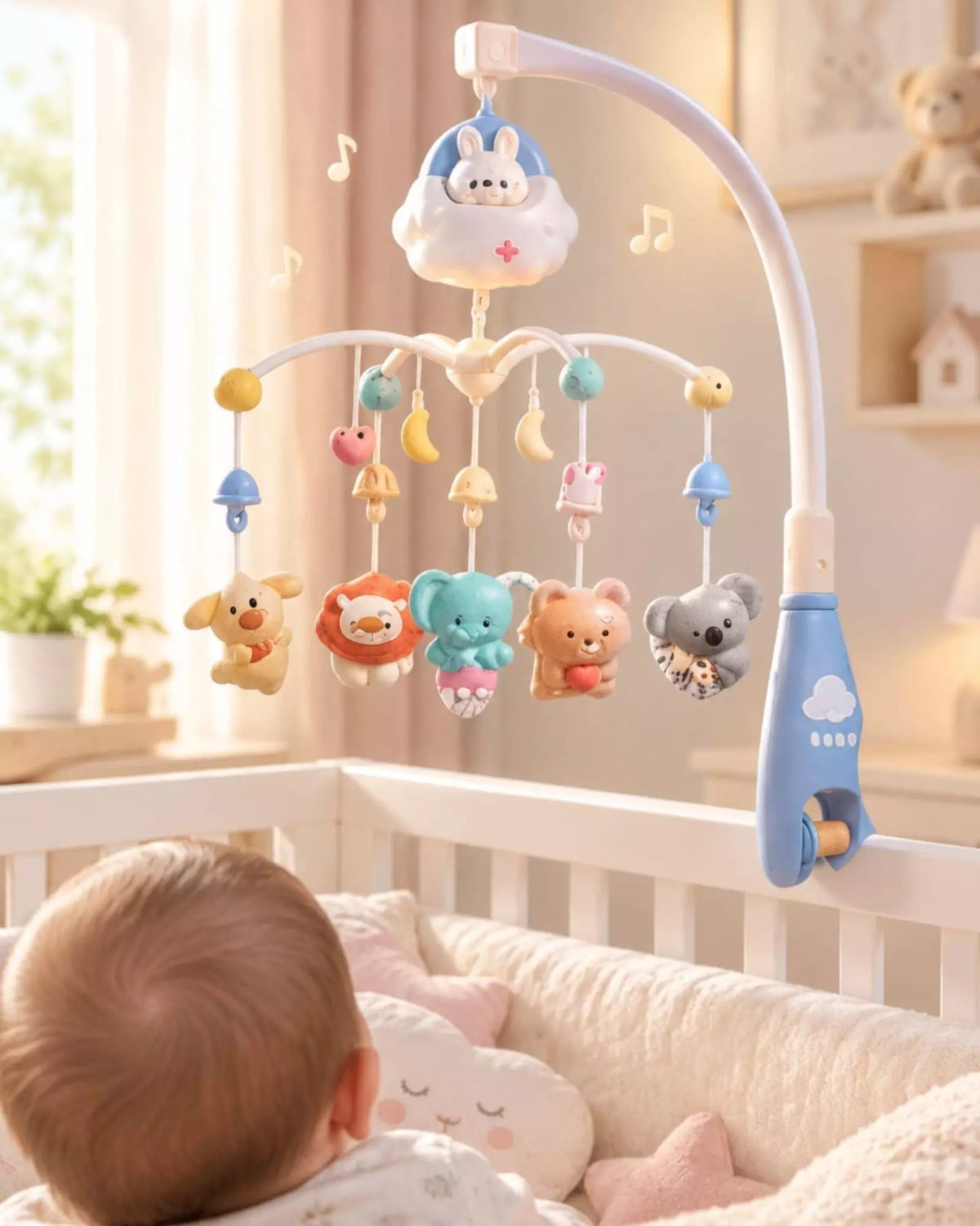 Móvil De Cuna Para Bebés Con Luz Musica Y Control Nube ☁️