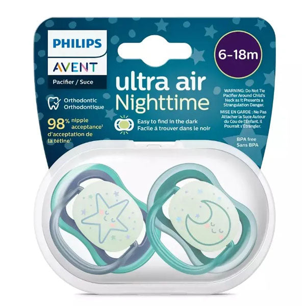 Chupetes Air Nocturno x2 6-18 Meses Avent