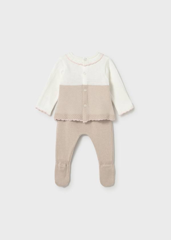 Conjunto pantalón y suéter tricot recién nacida Bicolor Europeo Mayoral