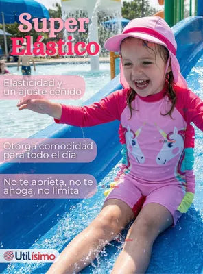 Traje de Baño Enterito Unicornio con Gorro
