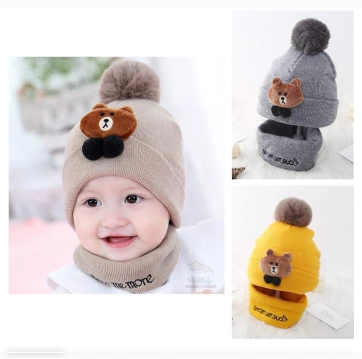 Set Gorro y Cuello Oso Inverno Bebé