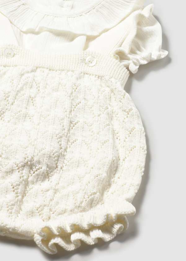 Conjunto peto tricot y blusa recién nacida Europeo Cerámica Mayoral