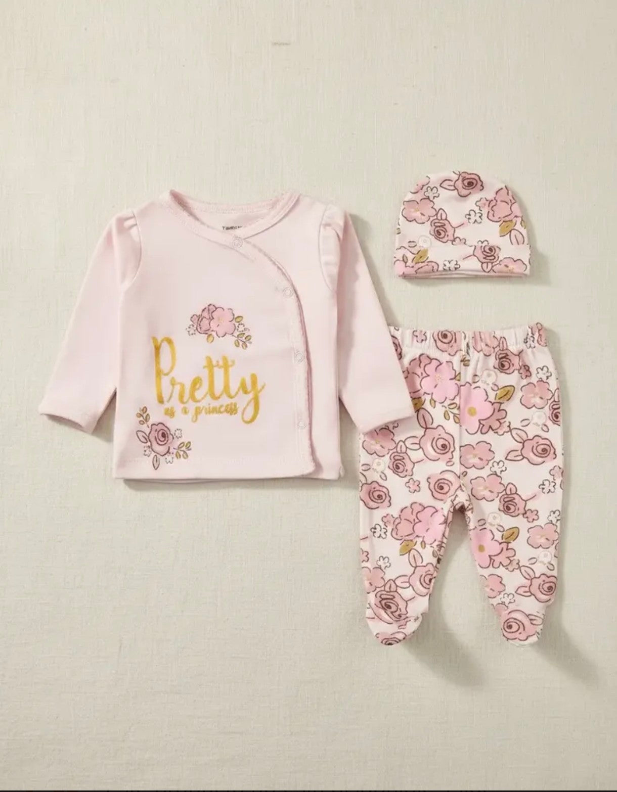 Pijama Algodón con Gorro Algodón Flores Rosa
