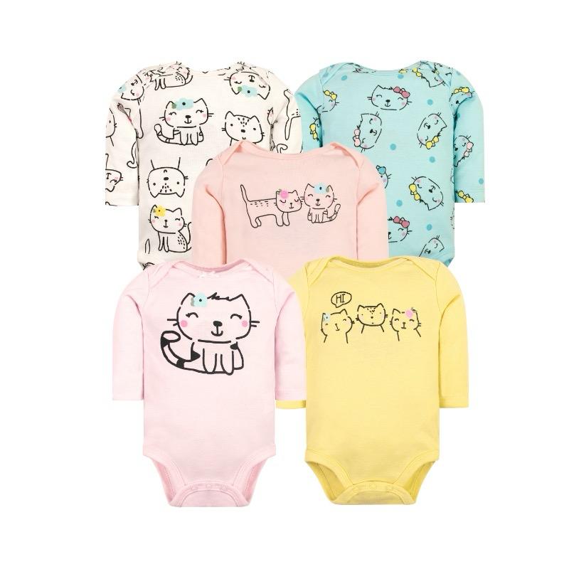 Set 5 Bodys Manga Larga Gatitas