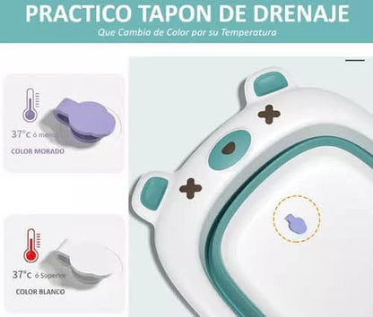 Bañera Plegable con Termómetro Digital + Cojin Bañera