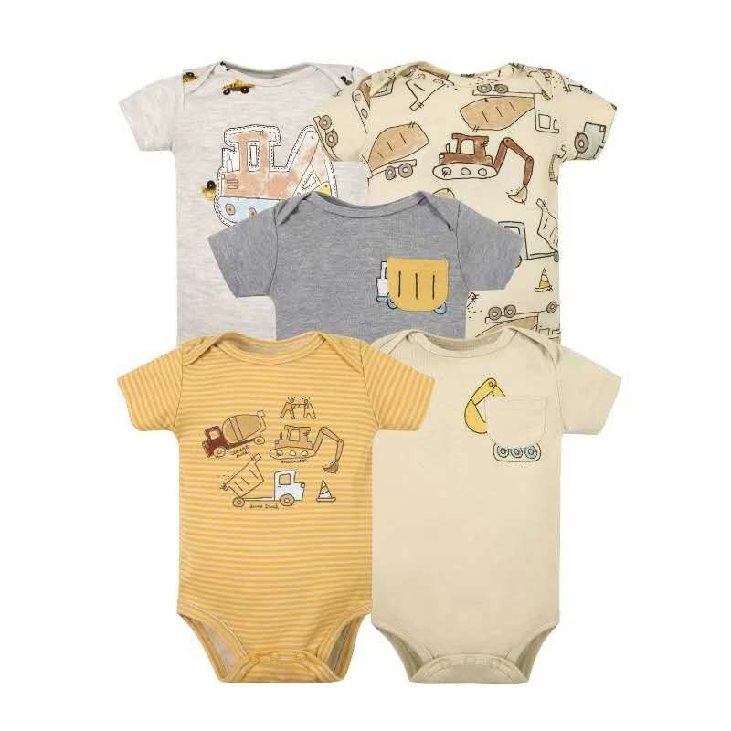 Set 5 Bodys M/C Bebé Retroexcavadora Amarillo