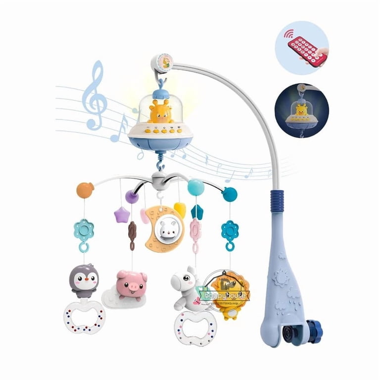 Móvil Cuna Bebé Música Luces Sonajero Giratorio Colgante