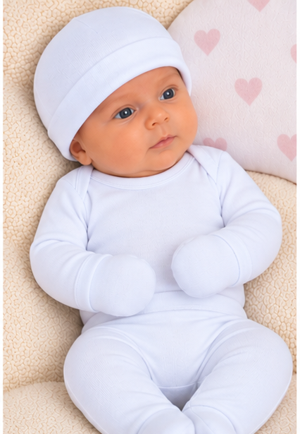 Set Ajuar Nacimiento Bebé Algodón Hipoalergénico Corazones