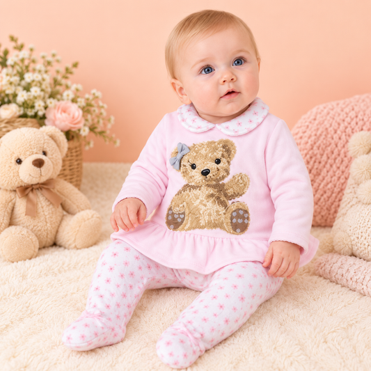 Osito Enterito Algodón Bebé Niña con Osito de Peluche