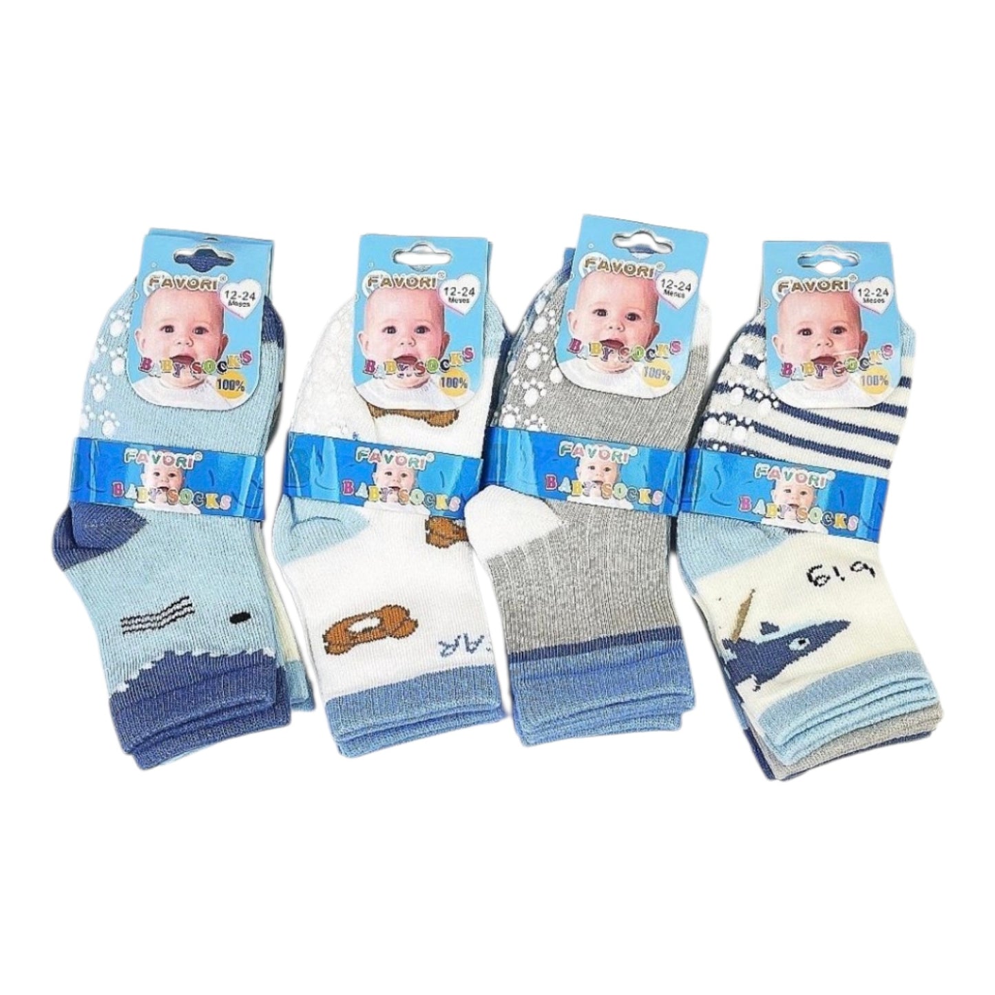 Pack 3 Calcetines Algodón con Antideslizante Bebé