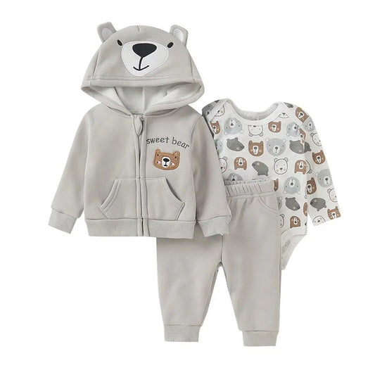 Conjunto Buzo Forrado 3P Oso Gris