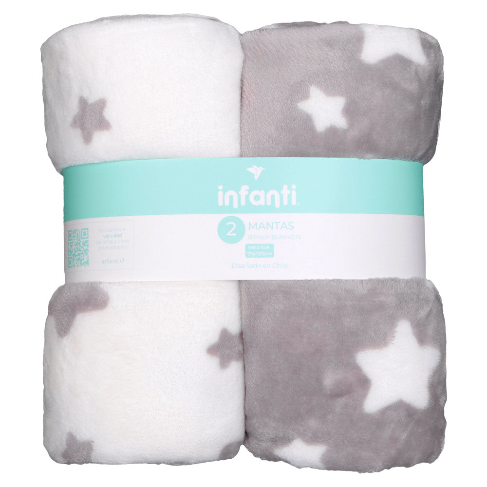 Pack 2 Mantas Unisex Gris Infanti