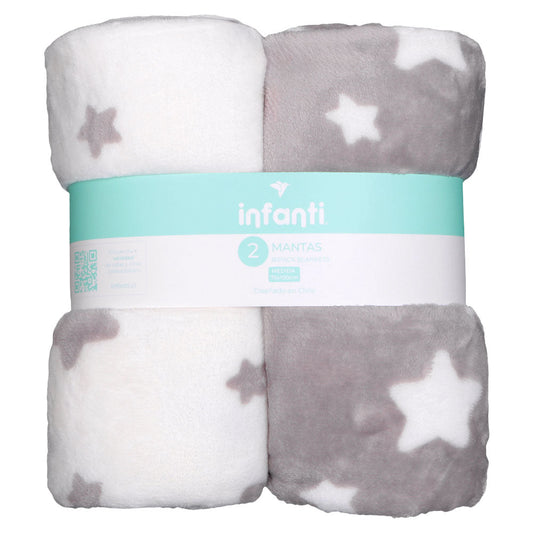 Pack 2 Mantas Unisex Gris Infanti