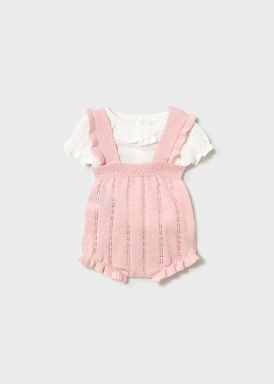 Conjunto peto tricot y blusa recién nacida Europeo Cuarzo Mayoral